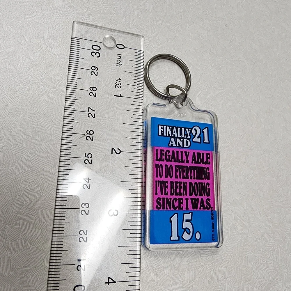Vintage Keychain Lot Of 2 Novelty Spencer's Keychains 90's 21 Legal Bottle Opene